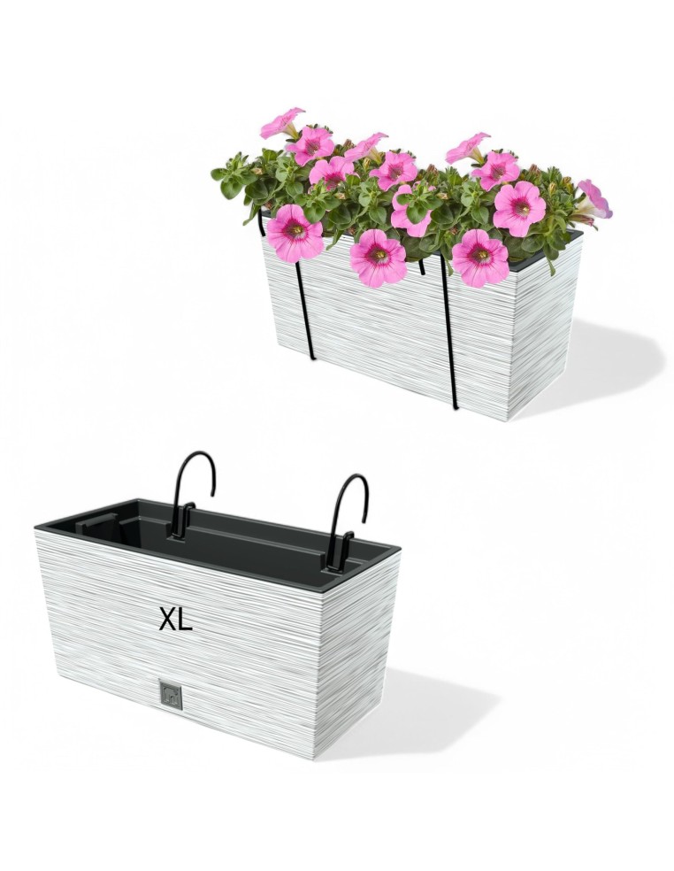 Jardinera de balcón XL 40 × 18 × 20 cm estriada, 12 L – Blanco | Töpferkönig