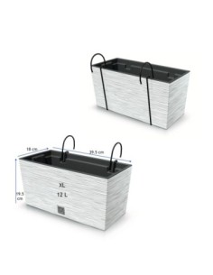 Balkonbak XL 40 × 18 × 20 cm geribbeld, 12 L – Wit | Töpferkönig 2