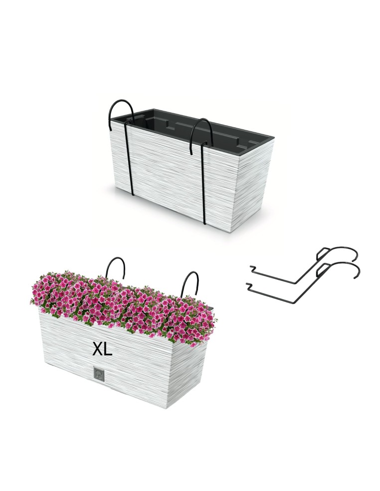 Jardinera de balcón XL 40 × 18 × 20 cm estriada, 12 L – Blanco | Töpferkönig