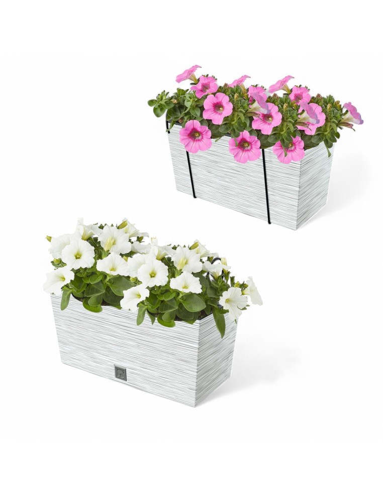 Blumenkasten XL 40 × 18 × 20 cm Gerillt, 12 L – Weiß | Töpferkönig