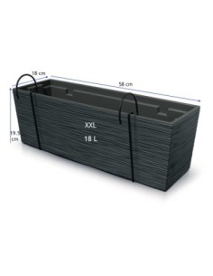 Blumenkasten XXL 58 × 18 × 20 cm Gerillt, 18 L – Anthrazit | Töpferkönig 2