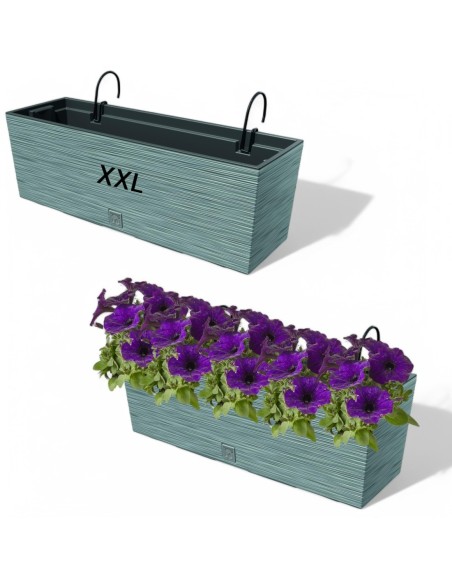 Balkonbak XXL 58 × 18 × 20 cm betonlook, 18 L – Betongrijs | Töpferkönig