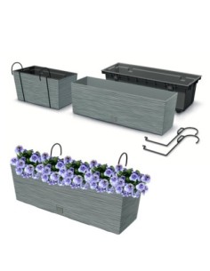 Cassetta da balcone XXL 58 × 18 × 20 cm effetto cemento, 18 L – Grigio cemento | Töpferkönig 2