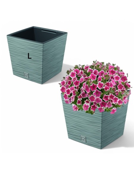 Blumentopf eckig L 23 × 23 × 23 cm Gerillt, 10 L – Grau | Töpferkönig