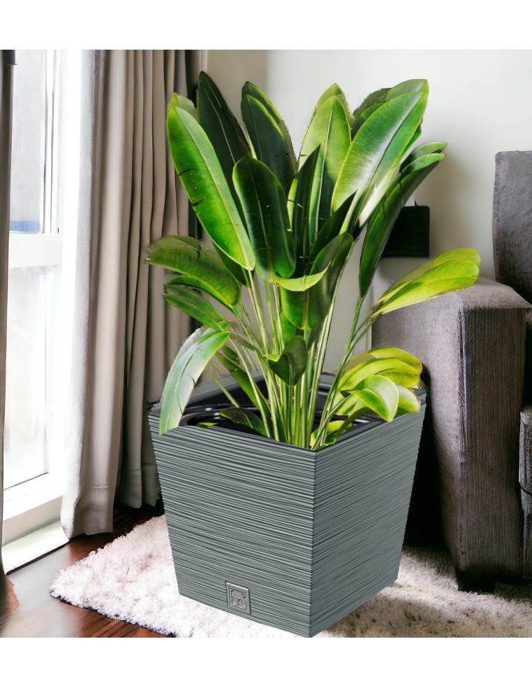 Pot carré L 23 × 23 × 23 cm strié, 10 L – Gris | Töpferkönig