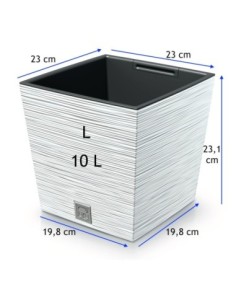 Vaso quadrato L 23 × 23 × 23 cm rigato, 10 L – Bianco | Töpferkönig 2