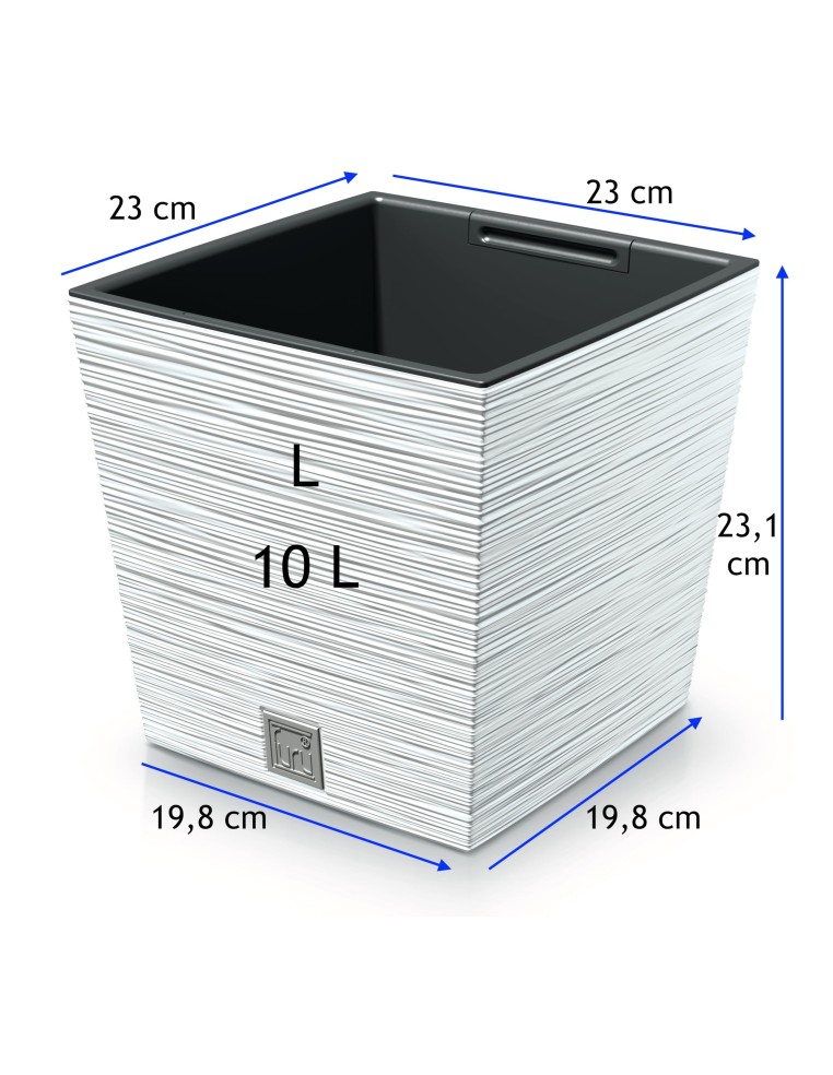 Blumentopf eckig L 23 × 23 × 23 cm Gerillt, 10 L – Weiß | Töpferkönig