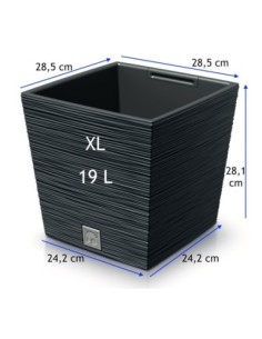 Pot carré XL 29 × 29 × 28 cm strié, 19 L – Anthracite | Töpferkönig 2