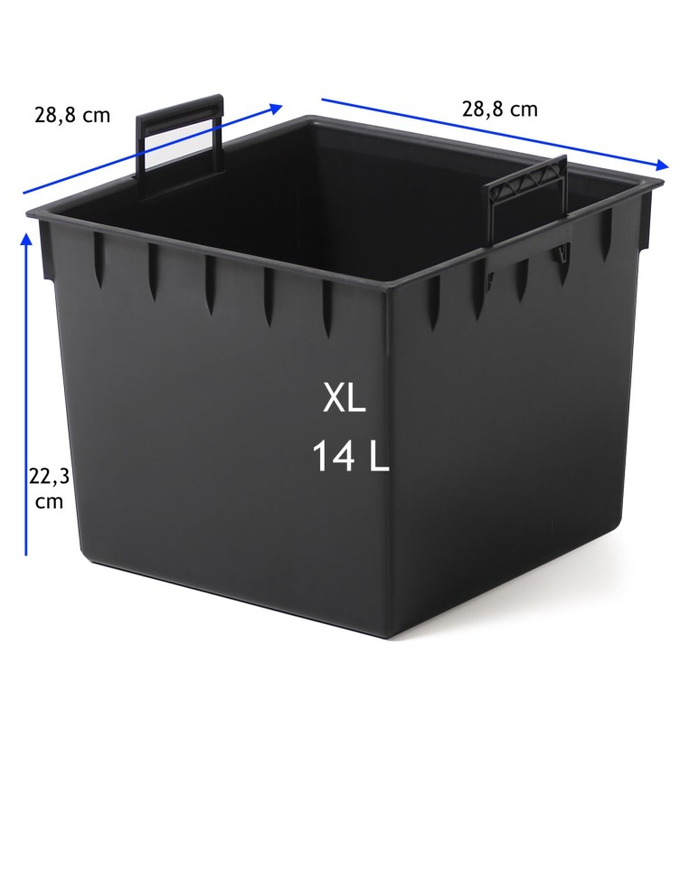 Maceta cuadrada XL 29 × 29 × 28 cm estriada, 19 L – Antracita | Töpferkönig
