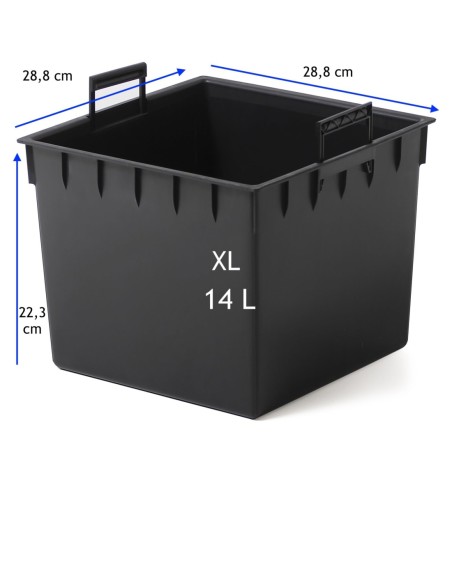 Bloempot vierkant XL 29 × 29 × 28 cm geribbeld, 19 L – Antraciet | Töpferkönig