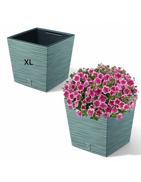 Pot carré XL 29 × 29 × 28 cm strié, 10 L – Gris | Töpferkönig