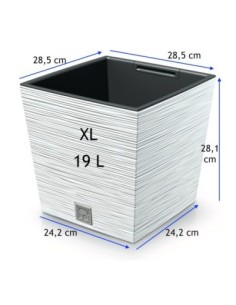 Bloempot vierkant XL 29 × 29 × 28 cm geribbeld, 19 L – Wit | Töpferkönig 2