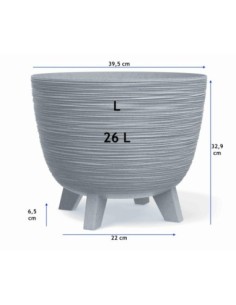 Blumentopf rund L Ø40 × 33 cm Gerillt, 26 L – Grau | Töpferkönig 2