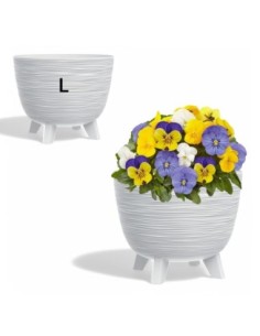 Maceta redonda L Ø40 × 33 cm estriada, 26 L – Blanco | Töpferkönig