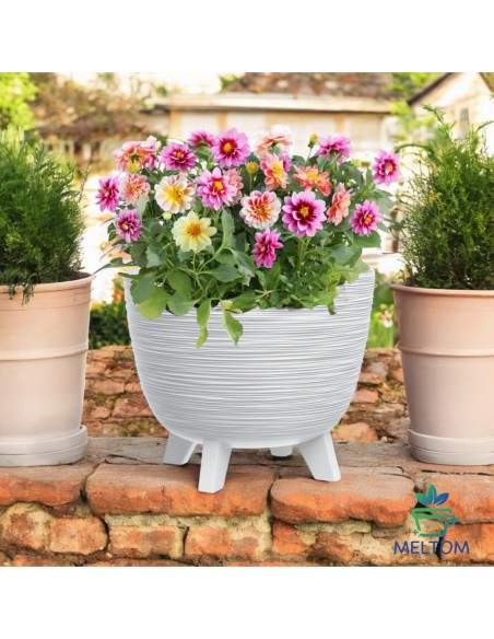Blumentopf rund L Ø40 × 33 cm Gerillt, 26 L – Weiß | Töpferkönig