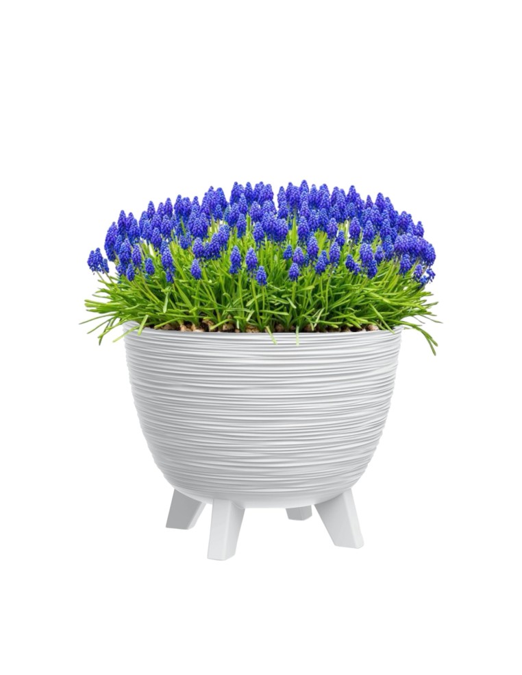 Pot de fleurs rond L Ø40 × 33 cm strié, 26 L – Blanc | Töpferkönig