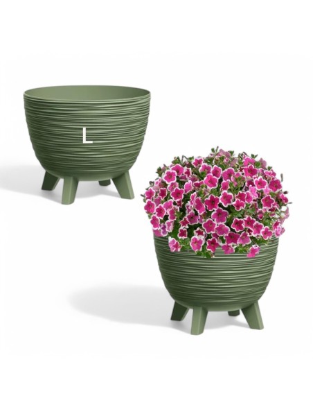 Vaso rotondo L Ø40 × 33 cm rigato, 26 L – Verde | Töpferkönig