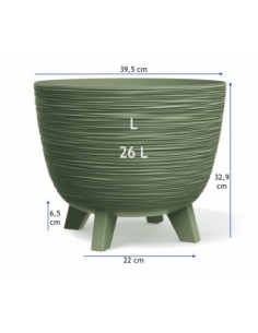 Pot de fleurs rond L Ø40 × 33 cm strié, 26 L – Vert | Töpferkönig 2