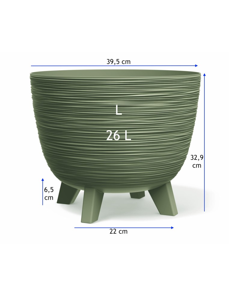 Maceta redonda L Ø40 × 33 cm estriada, 26 L – Verde | Töpferkönig