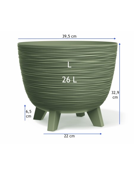 Vaso rotondo L Ø40 × 33 cm rigato, 26 L – Verde | Töpferkönig