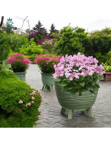 Vaso rotondo L Ø40 × 33 cm rigato, 26 L – Verde | Töpferkönig