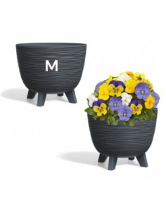 Vaso rotondo M Ø29 × 24 cm rigato, 9,5 L – Antracite | Töpferkönig