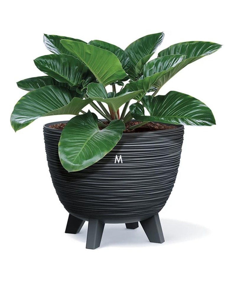 Vaso rotondo M Ø29 × 24 cm rigato, 9,5 L – Antracite | Töpferkönig