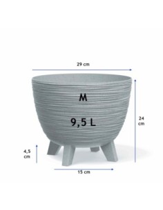 Maceta redonda M Ø29 × 24 cm estriada, 9,5 L – Gris | Töpferkönig 2