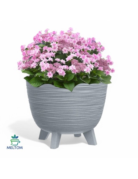 Bloempot rond M Ø29 × 24 cm geribbeld, 9,5 L – Grijs | Töpferkönig