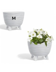 Blumentopf rund M Ø29 × 24 cm Gerillt, 9,5 L – Weiß | Töpferkönig