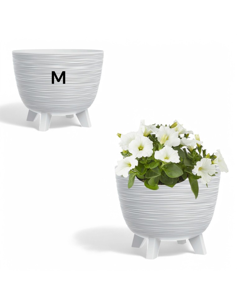 Bloempot rond M Ø29 × 24 cm geribbeld, 9,5 L – Wit | Töpferkönig