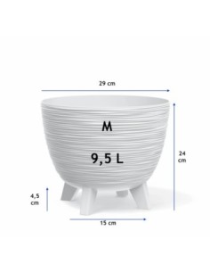 Vaso rotondo M Ø29 × 24 cm rigato, 9,5 L – Bianco | Töpferkönig 2