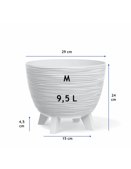 Vaso rotondo M Ø29 × 24 cm rigato, 9,5 L – Bianco | Töpferkönig