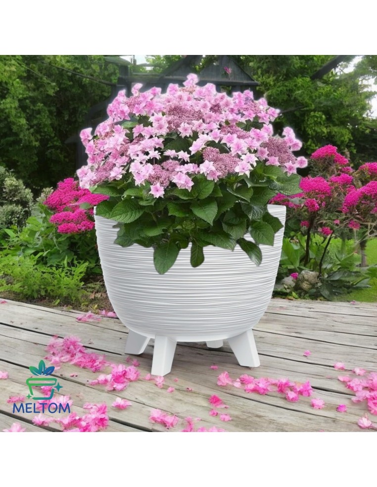 Vaso rotondo M Ø29 × 24 cm rigato, 9,5 L – Bianco | Töpferkönig