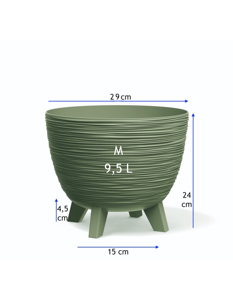 Bloempot rond M Ø29 × 24 cm geribbeld, 9,5 L – Groen | Töpferkönig