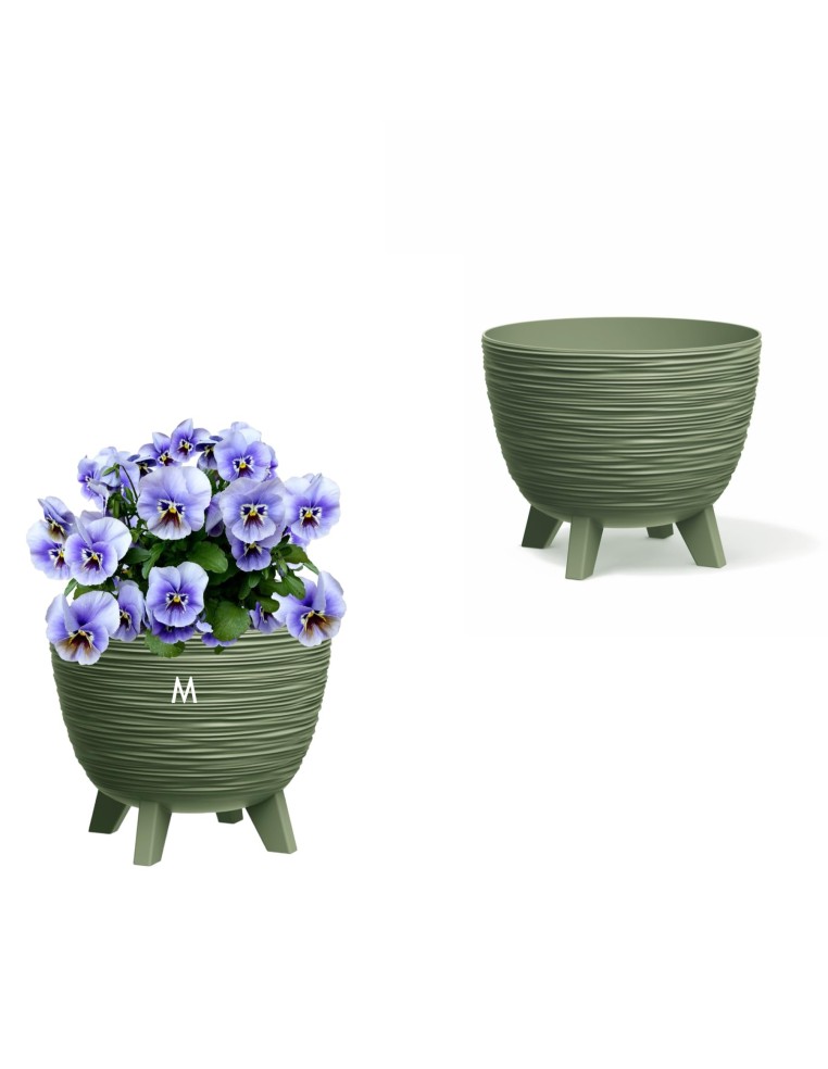 Blumentopf rund M Ø29 × 24 cm Gerillt, 9,5 L – Grün | Töpferkönig