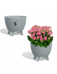 Bloempot rond S Ø24 × 20 cm geribbeld, 26 L – Grijs | Töpferkönig