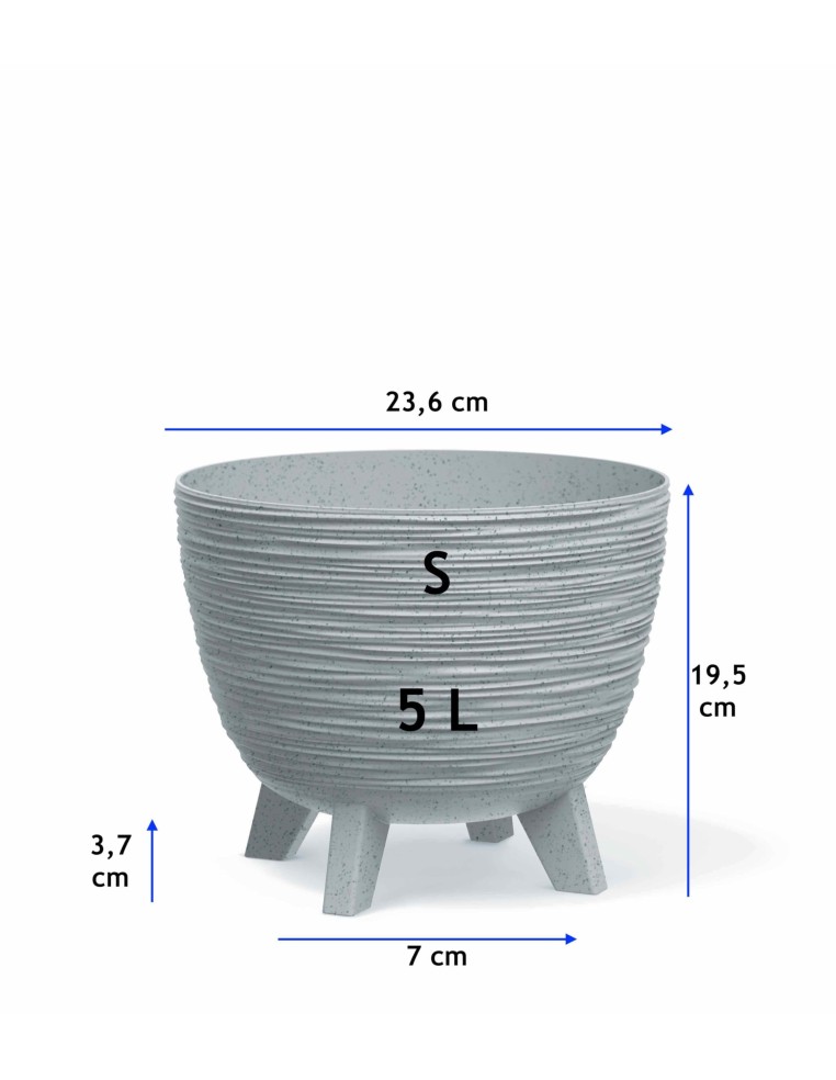 Vaso rotondo S Ø24 × 20 cm rigato, 26 L – Grigio | Töpferkönig