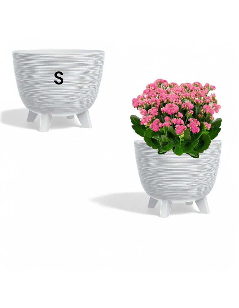 Vaso rotondo S Ø24 × 20 cm rigato, 26 L – Bianco | Töpferkönig