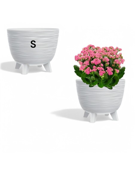 Vaso rotondo S Ø24 × 20 cm rigato, 26 L – Bianco | Töpferkönig