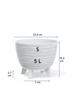 Maceta redonda S Ø24 × 20 cm estriada, 26 L – Blanco | Töpferkönig 2