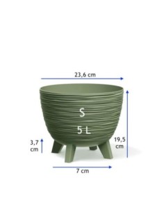 Maceta redonda S Ø24 × 20 cm estriada, 26 L – Verde | Töpferkönig 2