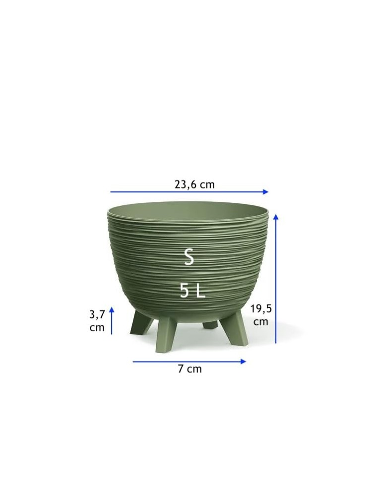 Vaso rotondo S Ø24 × 20 cm rigato, 26 L – Verde | Töpferkönig