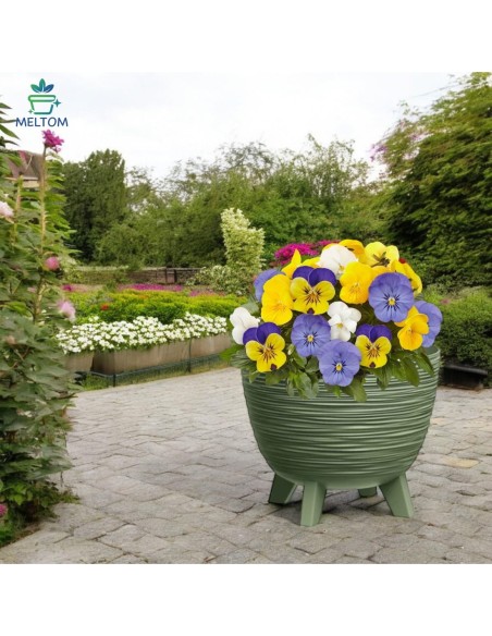 Vaso rotondo S Ø24 × 20 cm rigato, 26 L – Verde | Töpferkönig