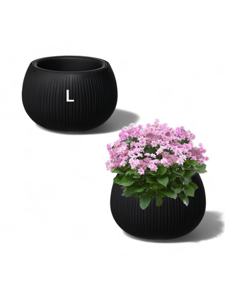 Plantenschaal rond L Ø29 × 20 cm betonlook, 3,9 L – Zwart | Töpferkönig