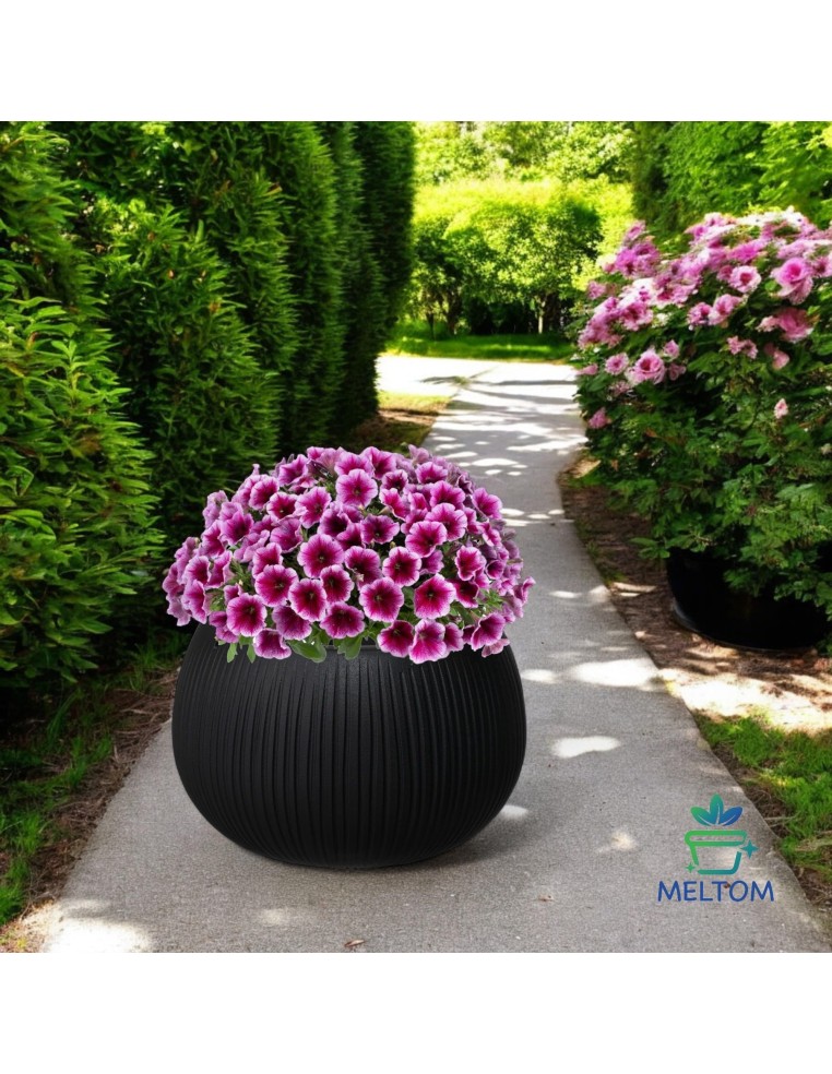Pflanzschale rund L Ø29 × 20 cm Beton-Optik, 3,9 L – Schwarz | Töpferkönig