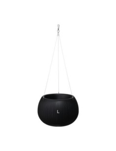 Vaso sospeso rotondo L Ø29 × 20 cm effetto cemento, 3,9 L – Nero | Töpferkönig