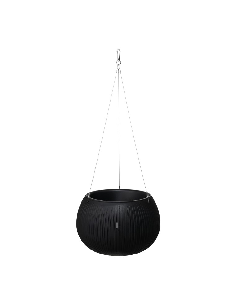 Maceta colgante redonda L Ø29 × 20 cm efecto hormigón, 3,9 L – Negro | Töpferkönig