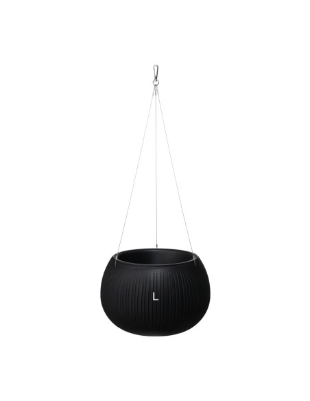 Maceta colgante redonda L Ø29 × 20 cm efecto hormigón, 3,9 L – Negro | Töpferkönig