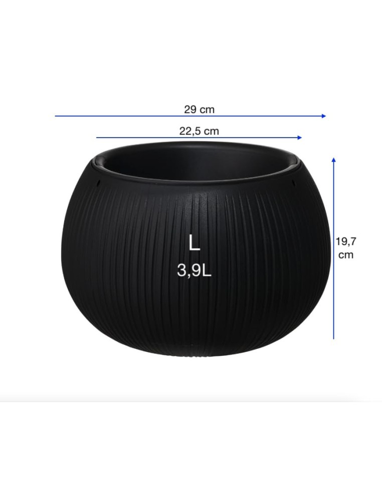Suspension ronde L Ø29 × 20 cm aspect béton, 3,9 L – Noir | Töpferkönig